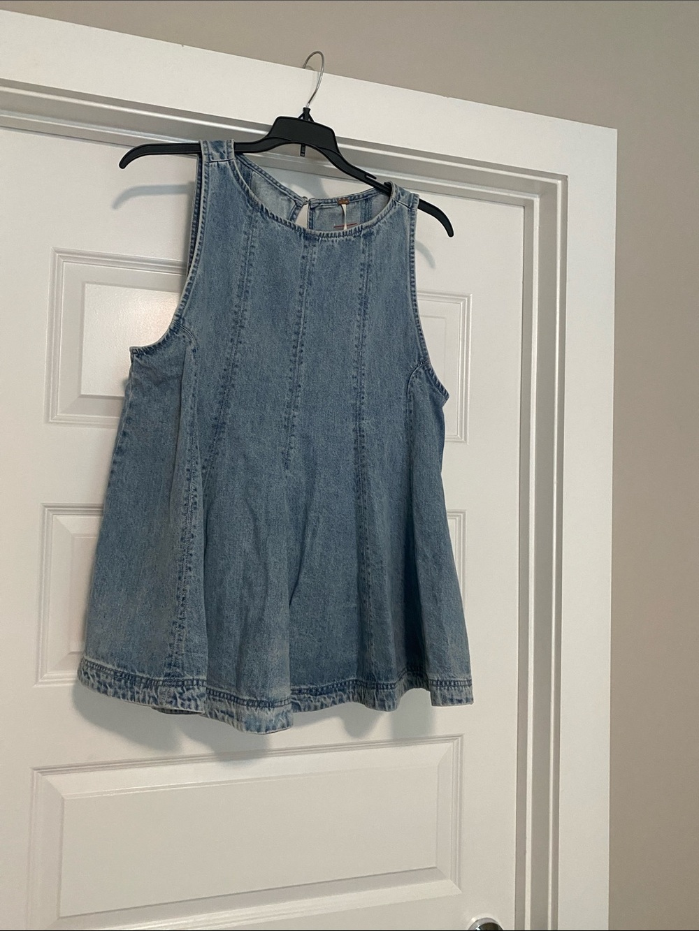 Free People Light Blue Denim Swing Tank